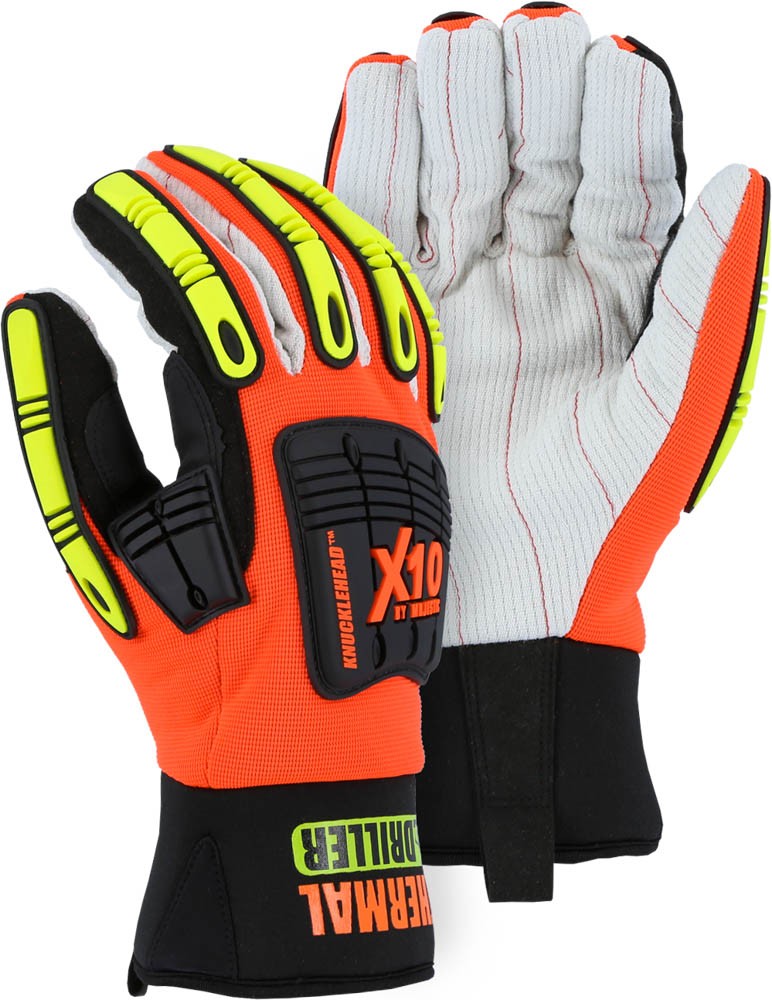 KNUCKLEHEAD DRILLER X10 WINTER LINED GLOVE WITH COTTON PALM AND IMPACT PROTECTION (SIZE LARGE)