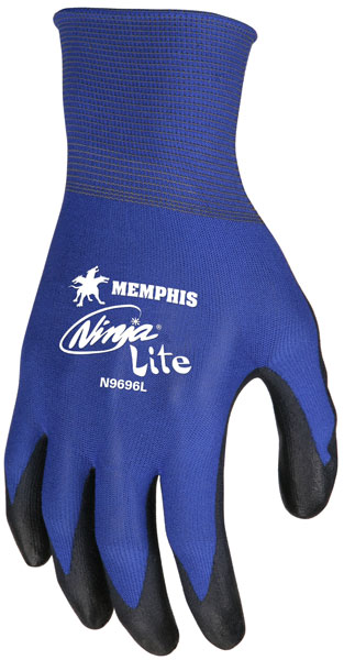 N9696 - Ninja® Lite, 18 Gauge Blue Nylon Shell, PU Coated Palm and Fingertips